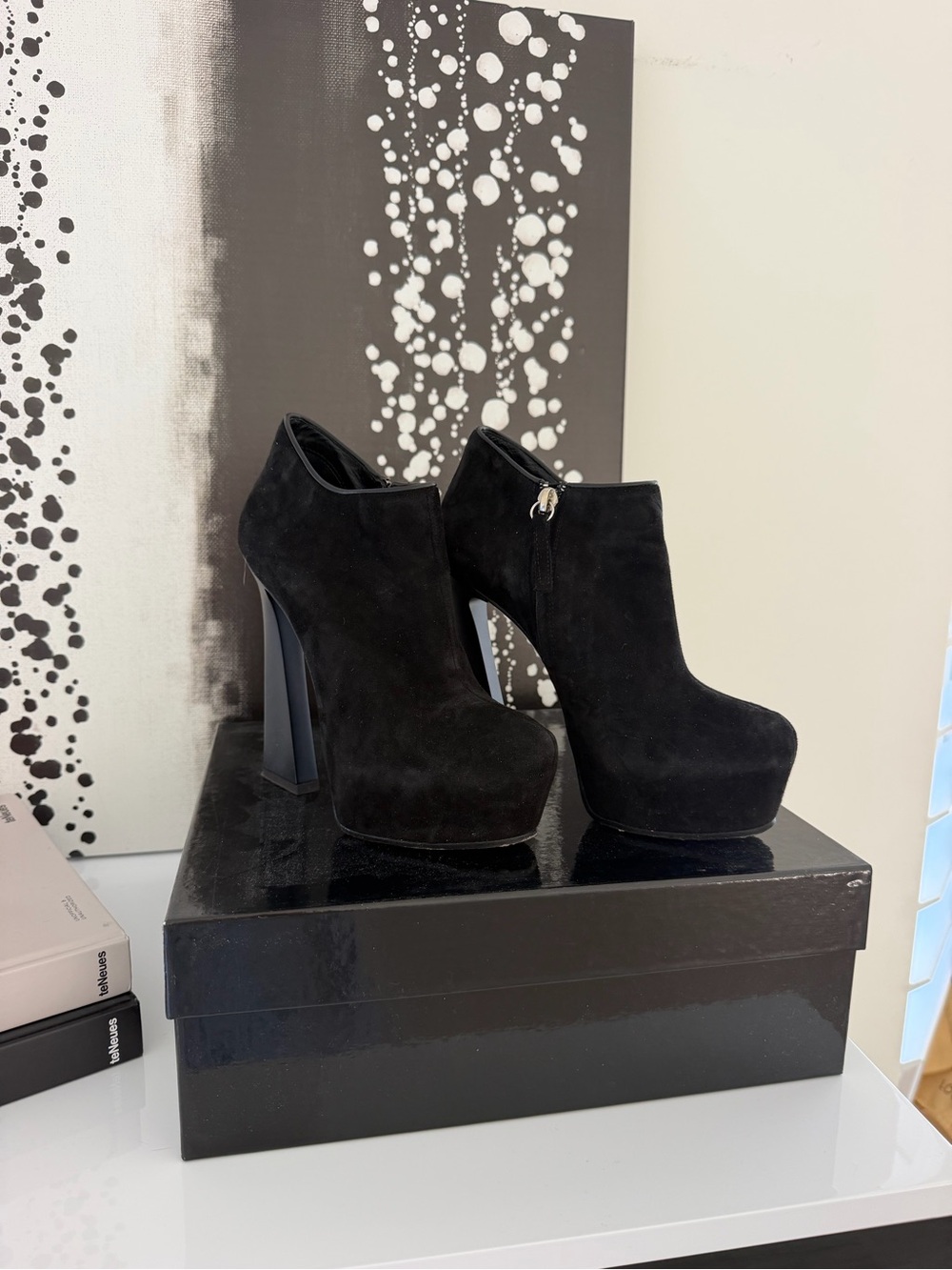 Giuseppe Zanotti Black Suede Platform Ankle Booties
